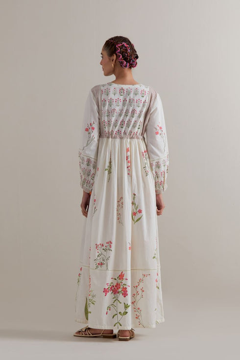 Aranya pink and green printed long dress