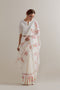 Aranya pink and green printed with polka dots sari set