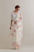 Aranya pink and green printed with polka dots sari set