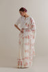 Aranya pink and green printed with polka dots sari set