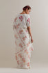 Aranya pink and green printed with polka dots sari set
