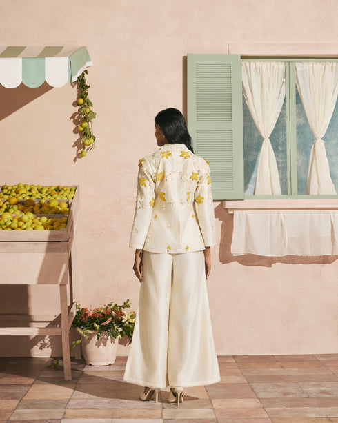 Arden ivory 3D applique and beadwork blazer
