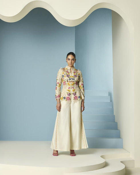 Arden ivory beadwork and cutwork cutout jacket
