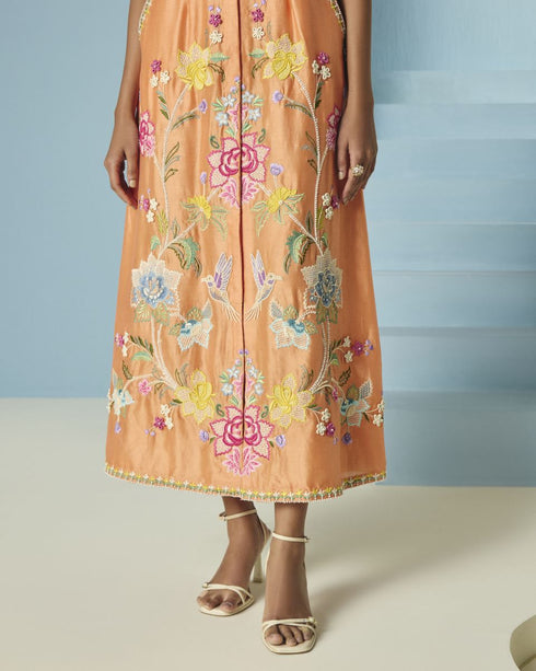 Arden orange embroidered shirt dress