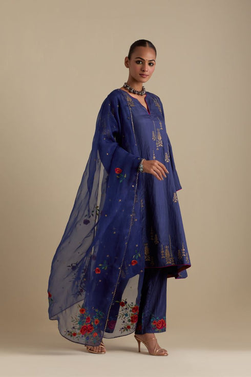 Arundhati blue A-line short kurta set