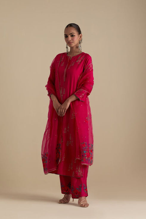 Arundhati fuchsia pink kurta set