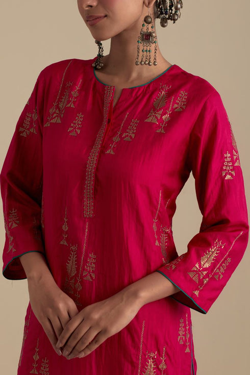 Arundhati fuchsia pink kurta set