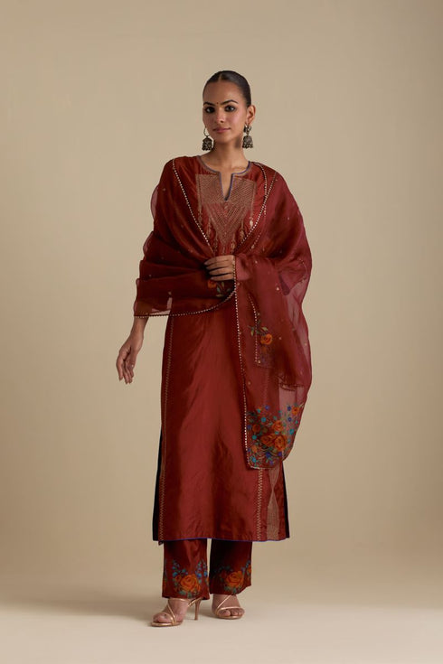 Arundhati maroon straight kurta set
