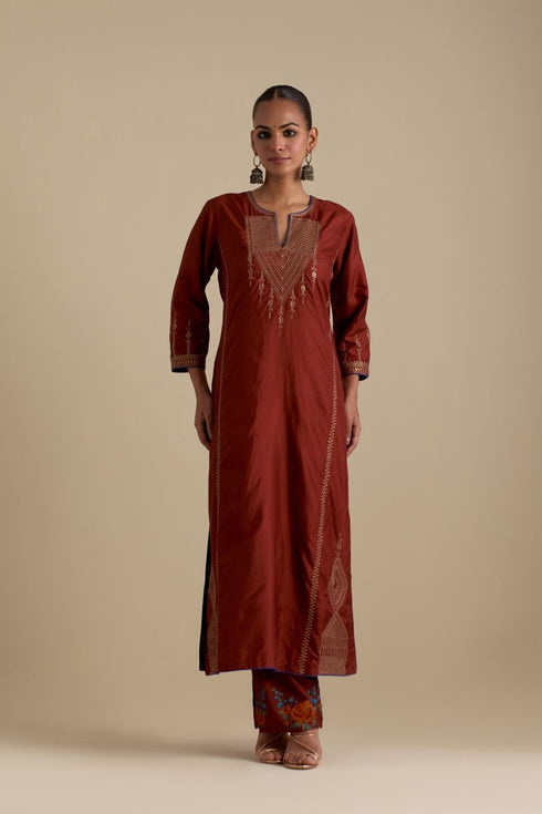 Arundhati maroon straight kurta set