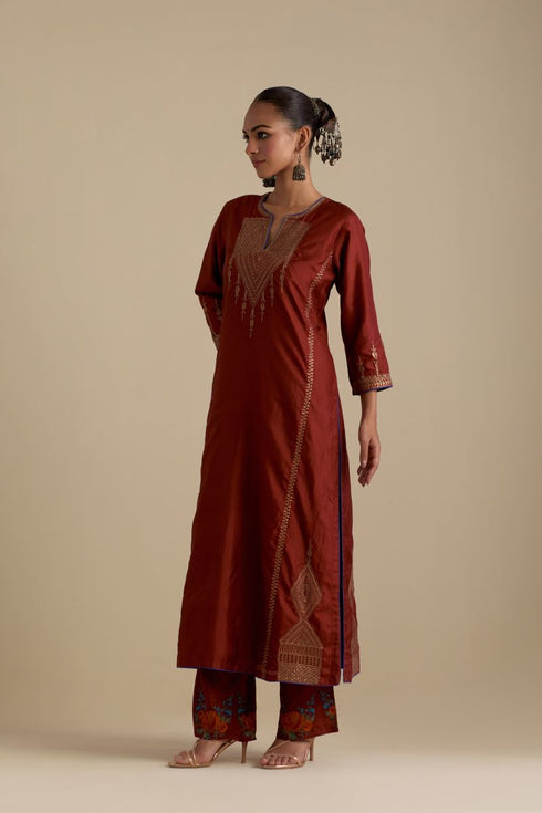 Arundhati maroon straight kurta set