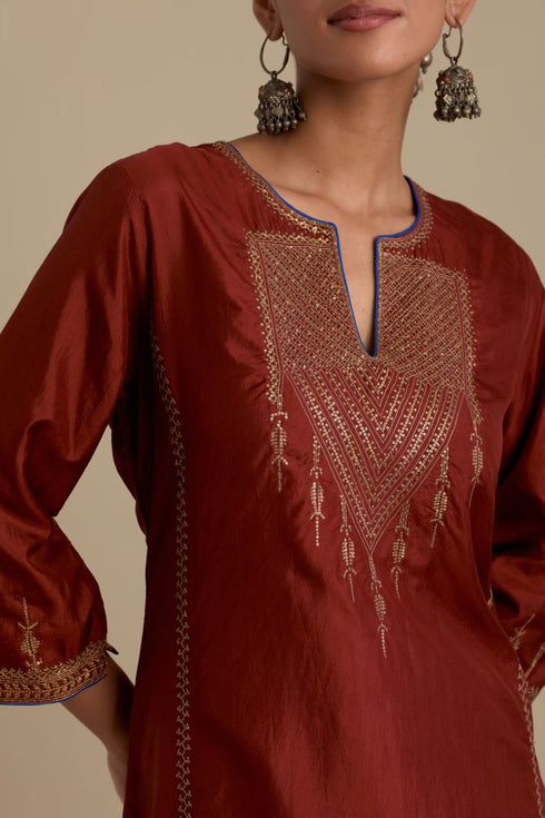 Arundhati maroon straight kurta set