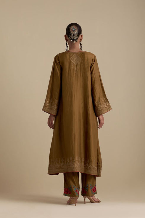 Arundhati olive green A-line kurta set