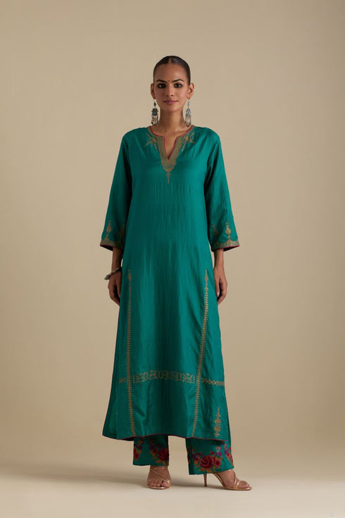 Arundhati persian green straight kurta set