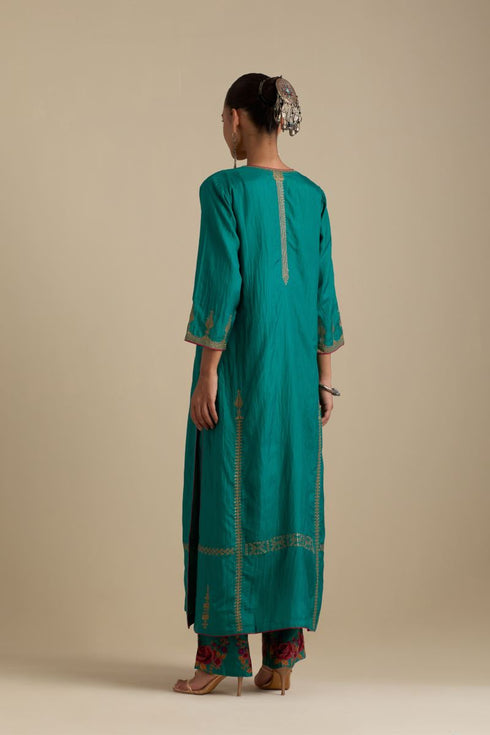 Arundhati persian green straight kurta set