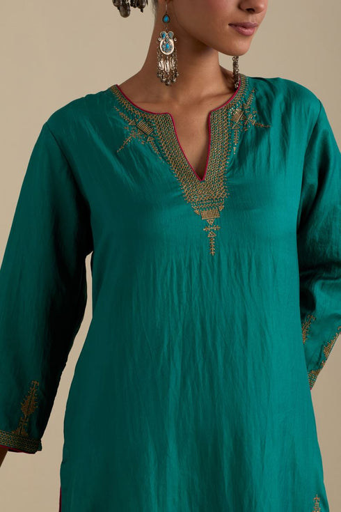 Arundhati persian green straight kurta set