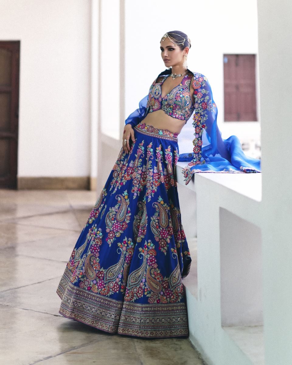 ROYAL BLUE LEHENGA SET (SET OF 3)