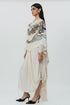 Astral print cape with crop top & lungi skirt