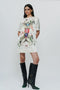 Astral print off white short dress