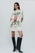 Astral print off white short dress