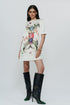 Astral print off white short dress