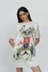 Astral print off white short dress