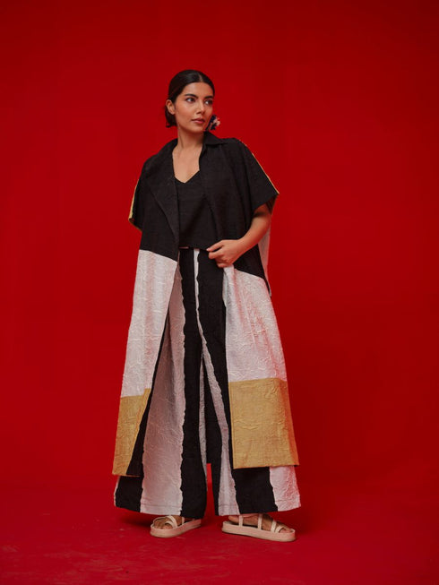 Awaken black, ivory and yellow tunic