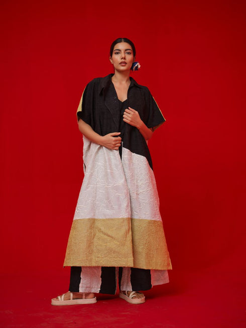 Awaken black, ivory and yellow tunic
