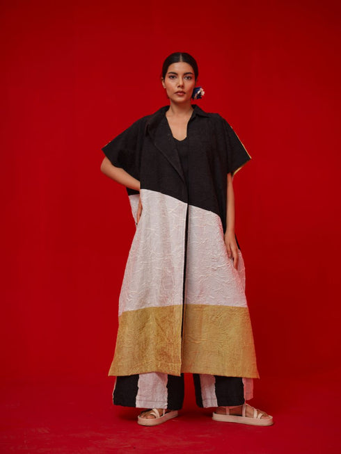 Awaken black, ivory and yellow tunic