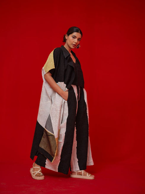 Awaken black, ivory and yellow tunic