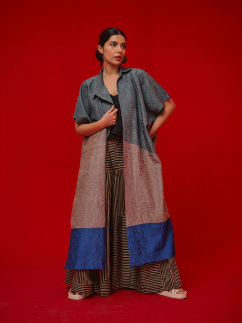 Awaken teal, grey and water blue tunic