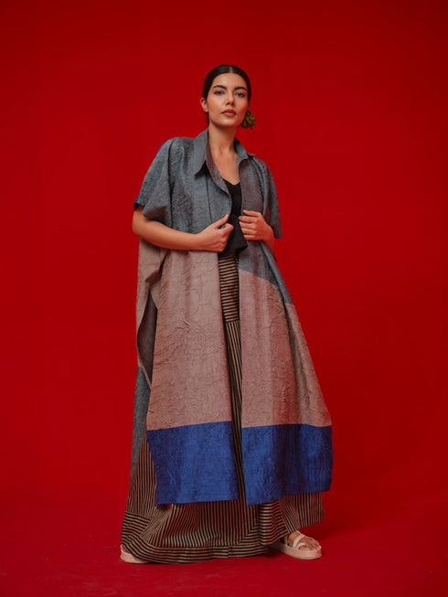 Awaken teal, grey and water blue tunic