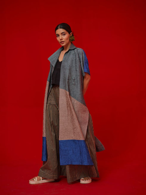 Awaken teal, grey and water blue tunic