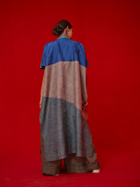 Awaken teal, grey and water blue tunic