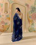 Azulea indigo and silver embellished sari