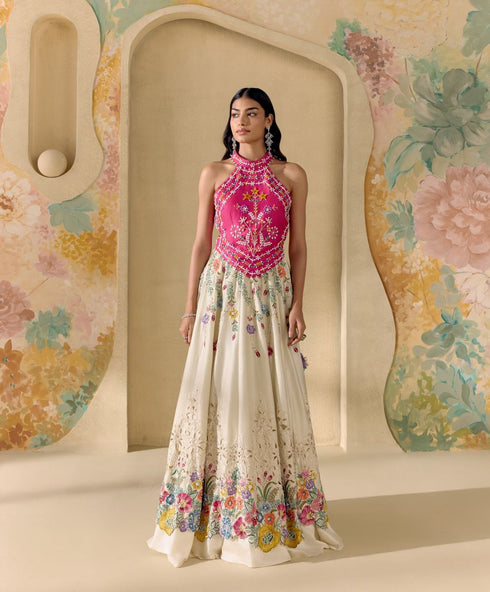 Azulea ivory fleur lehenga
