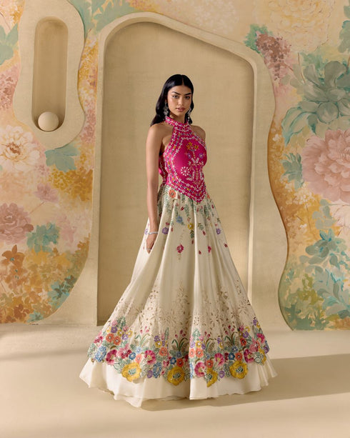Azulea ivory fleur lehenga