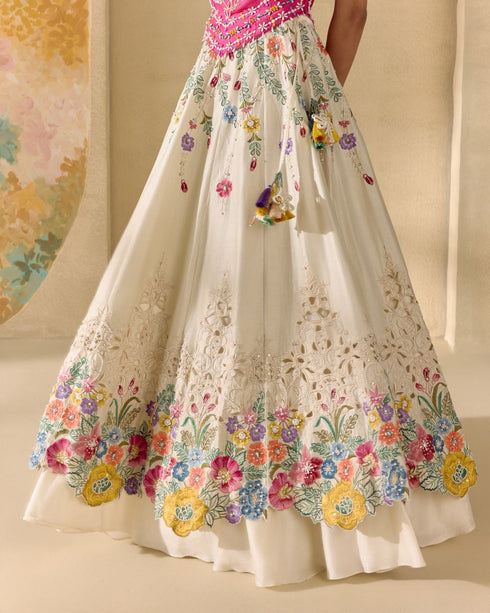 Azulea ivory fleur lehenga