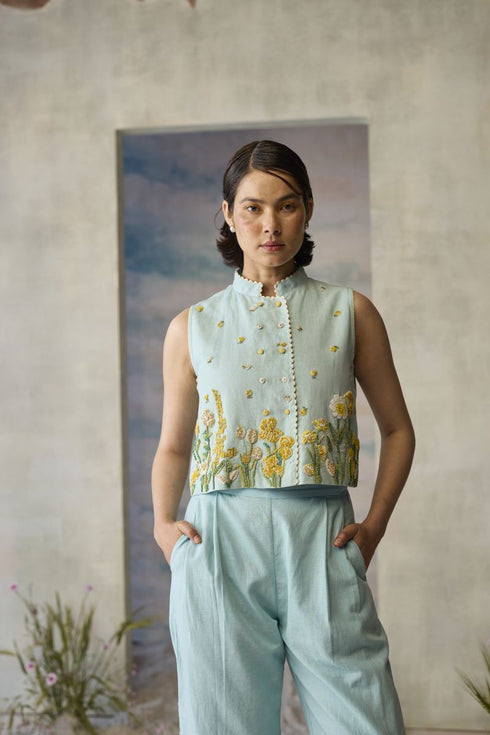 Azure beaded waistcoat
