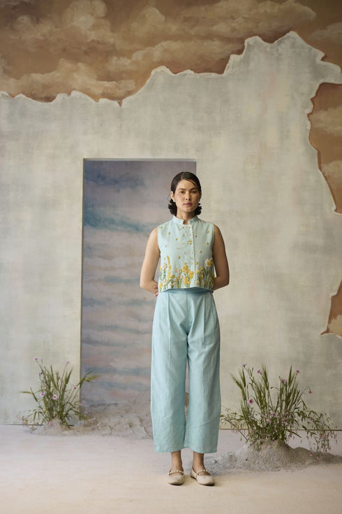 Azure beaded waistcoat