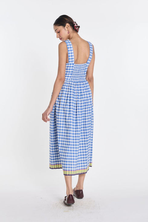 Azure embroidered blue and ivory dress