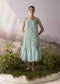 Azure floral V neckline dress