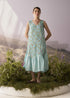 Azure floral V neckline dress