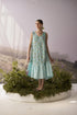 Azure floral V neckline dress