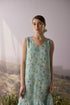 Azure floral V neckline dress
