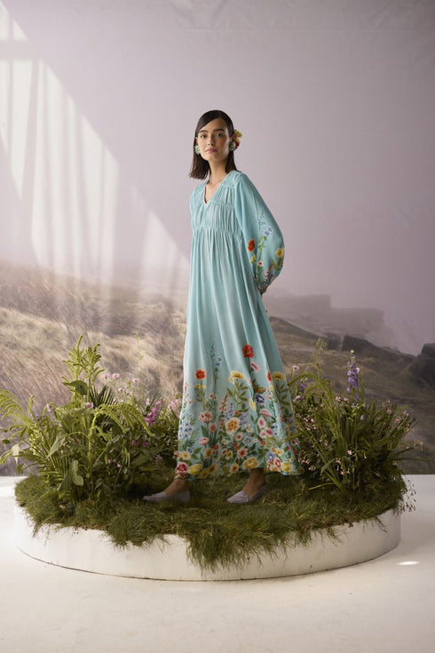 Azure printed dress