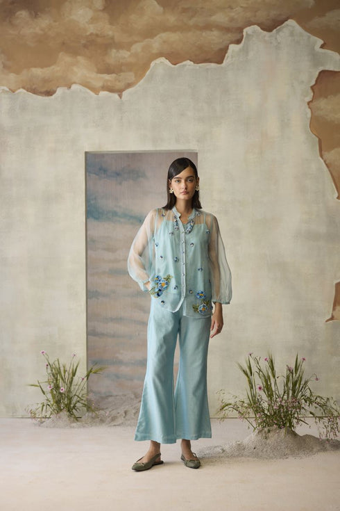 Azure sheer top