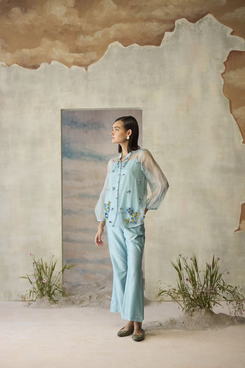 Azure sheer top