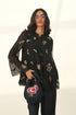 Baccara black tiered embroidered top