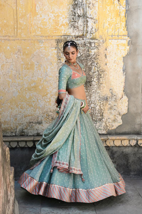 Badal mahal green lehenga set