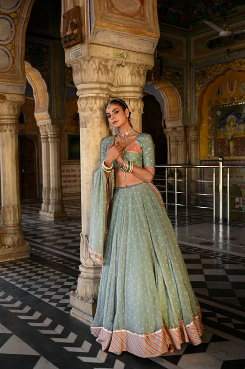 Badal mahal green lehenga set